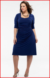 Plus size in blue dress